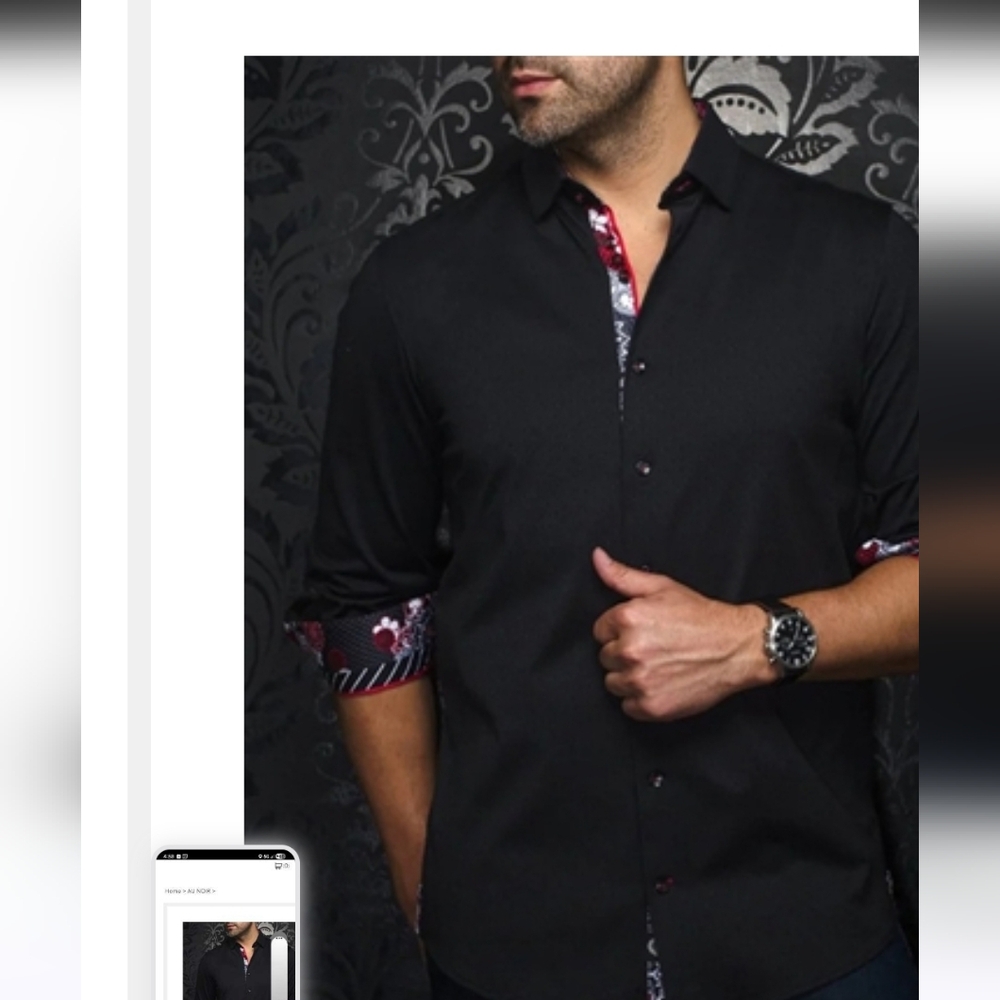 Au Noir Men's Black Long Sleeve Shirt Size 6
